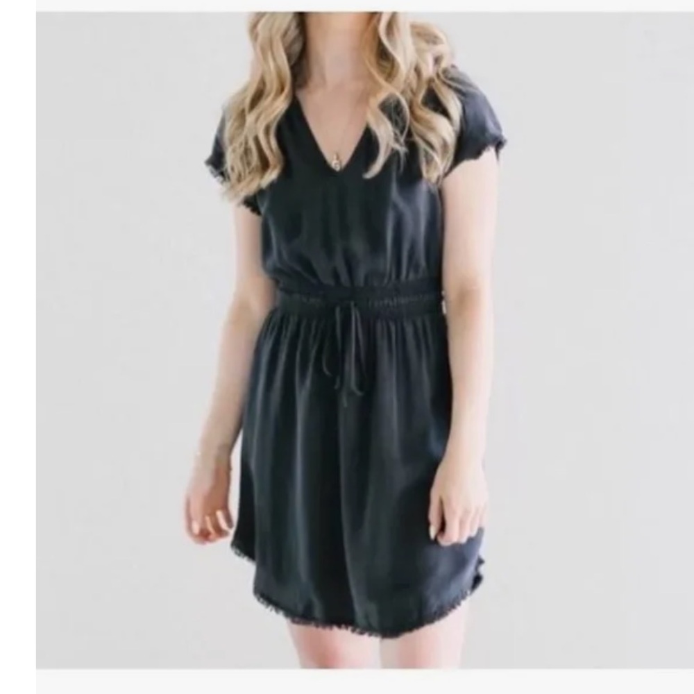 BELLA DAHL Soraida Dress Black Size Medium Tencel Beach Boho‎ Mini Vacation